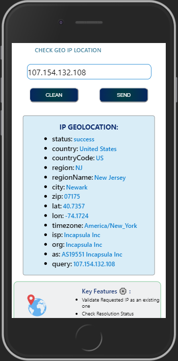 IP Geographic location data check